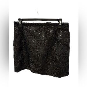 RED Saks Fifth Ave Black Sequin Mini Skirt, Size 6